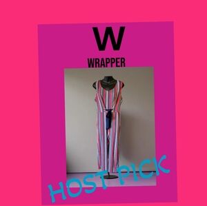 W WRAPPER BLUE, WHITE & RED STRIPED JUMPSUIT SIZE  XL PETITE NWOT